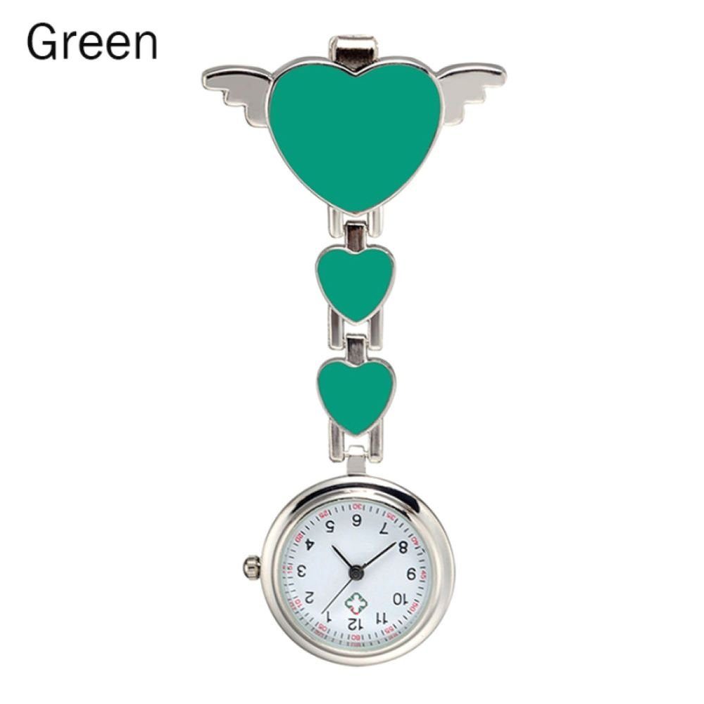 Tidy Krankenpflegeuhr Kitteluhr Quarz Taschenuhr Herz in 7 Farben grün