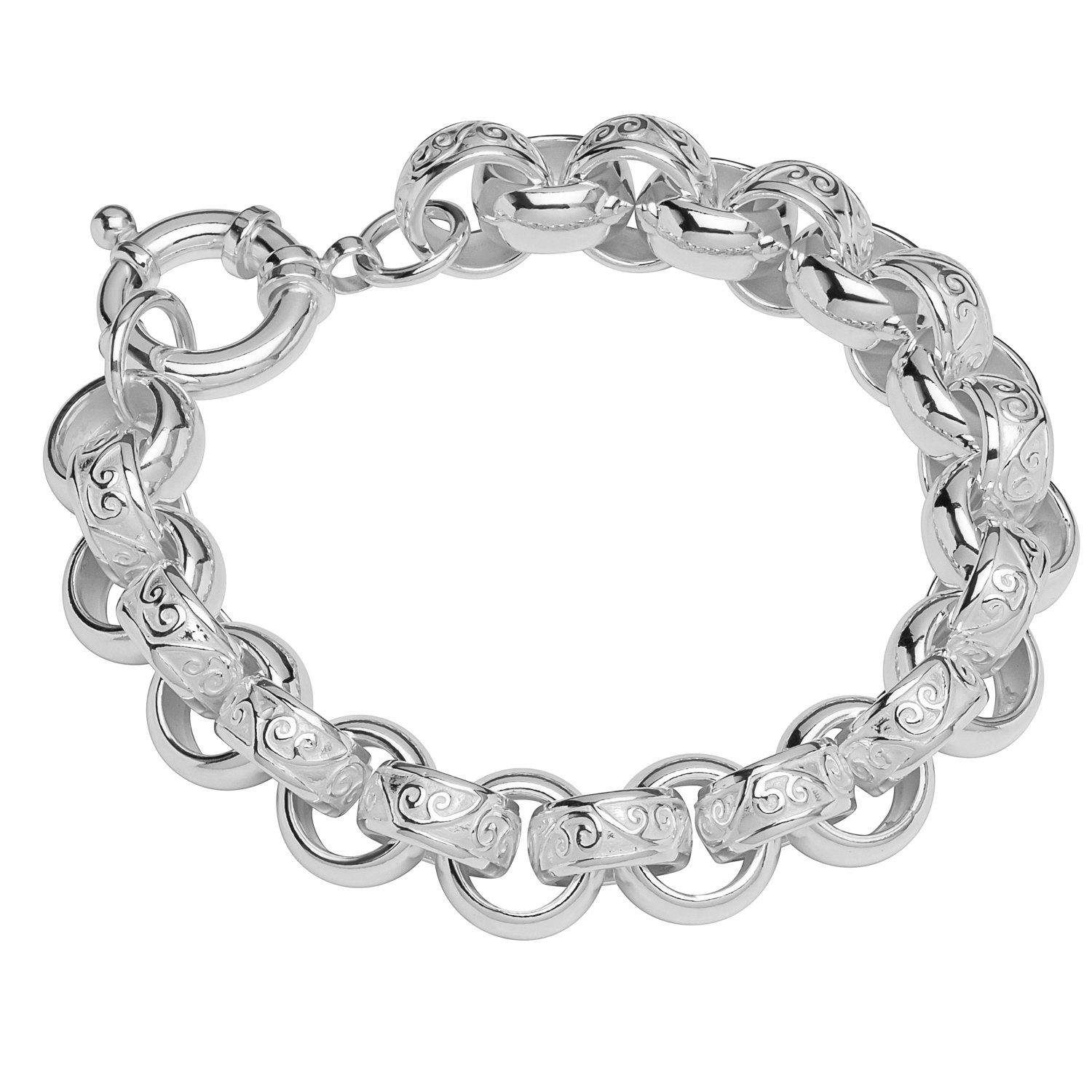 NKlaus Silberarmband Armband 925 Sterling Silber 23cm Erbskette hohl ru
