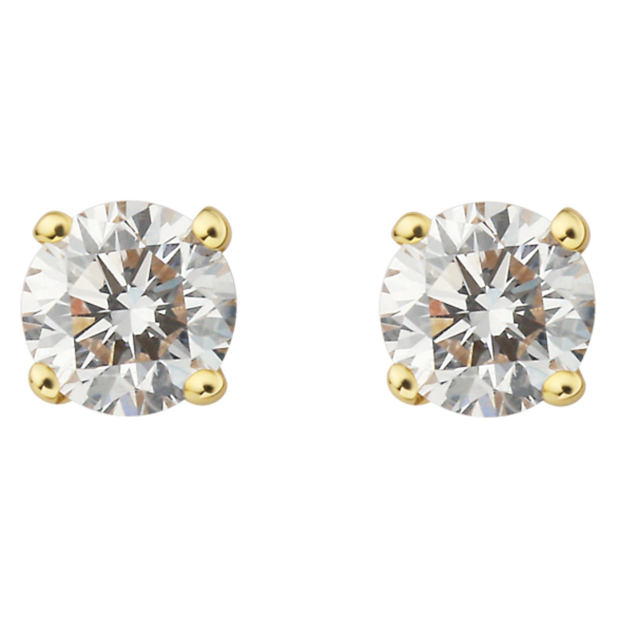 Ohrstecker Schmuck ELEMENT Ohrringe Diamant Brillant Damen aus 0.25 Ohrstecker Gold ct 750 ONE Gelbgold, Paar
