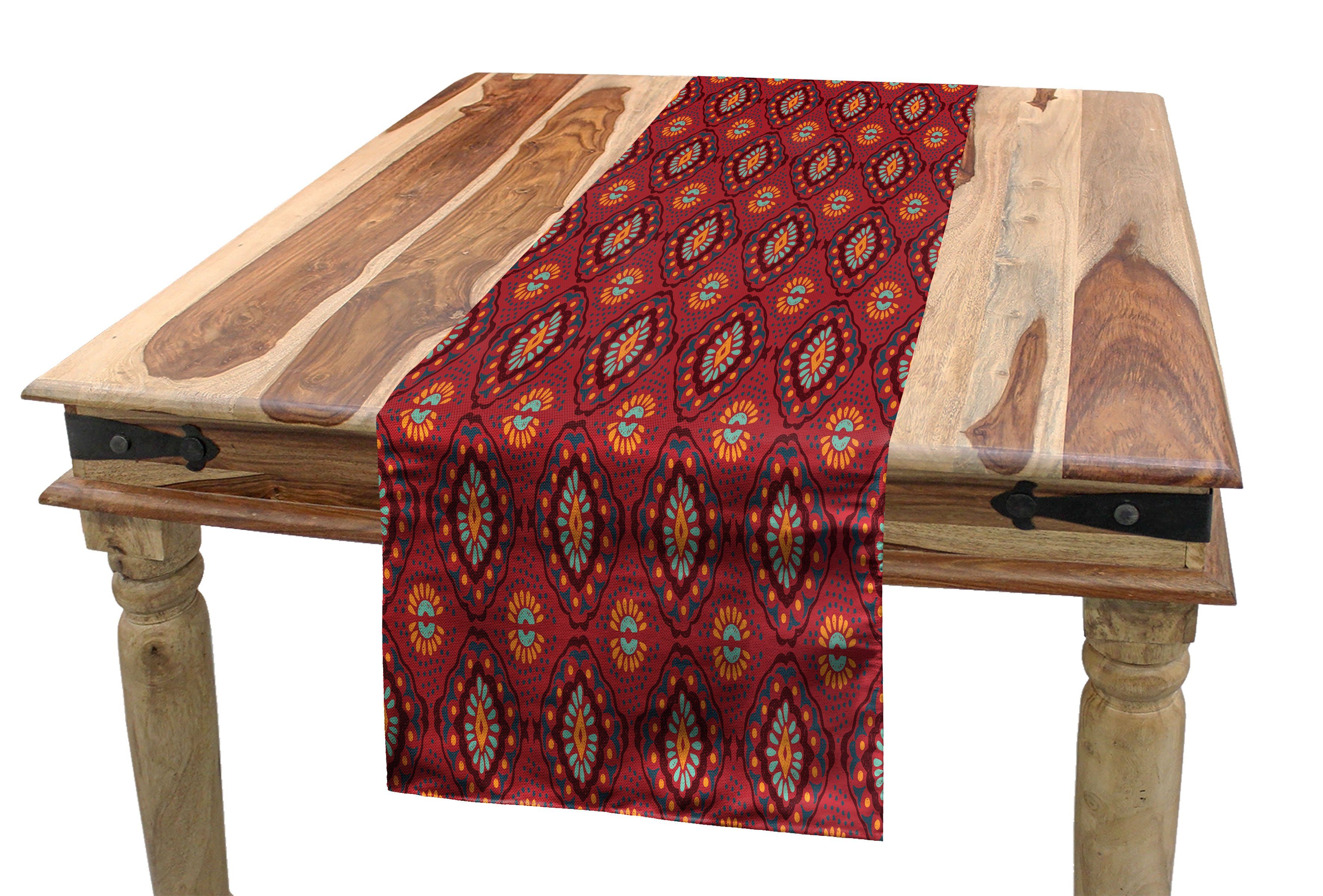Ethnisch Esszimmer Rechteckiger Motiv Dekorativer Küche Ikat Tischläufer, Abakuhaus Geometrisches Tischläufer