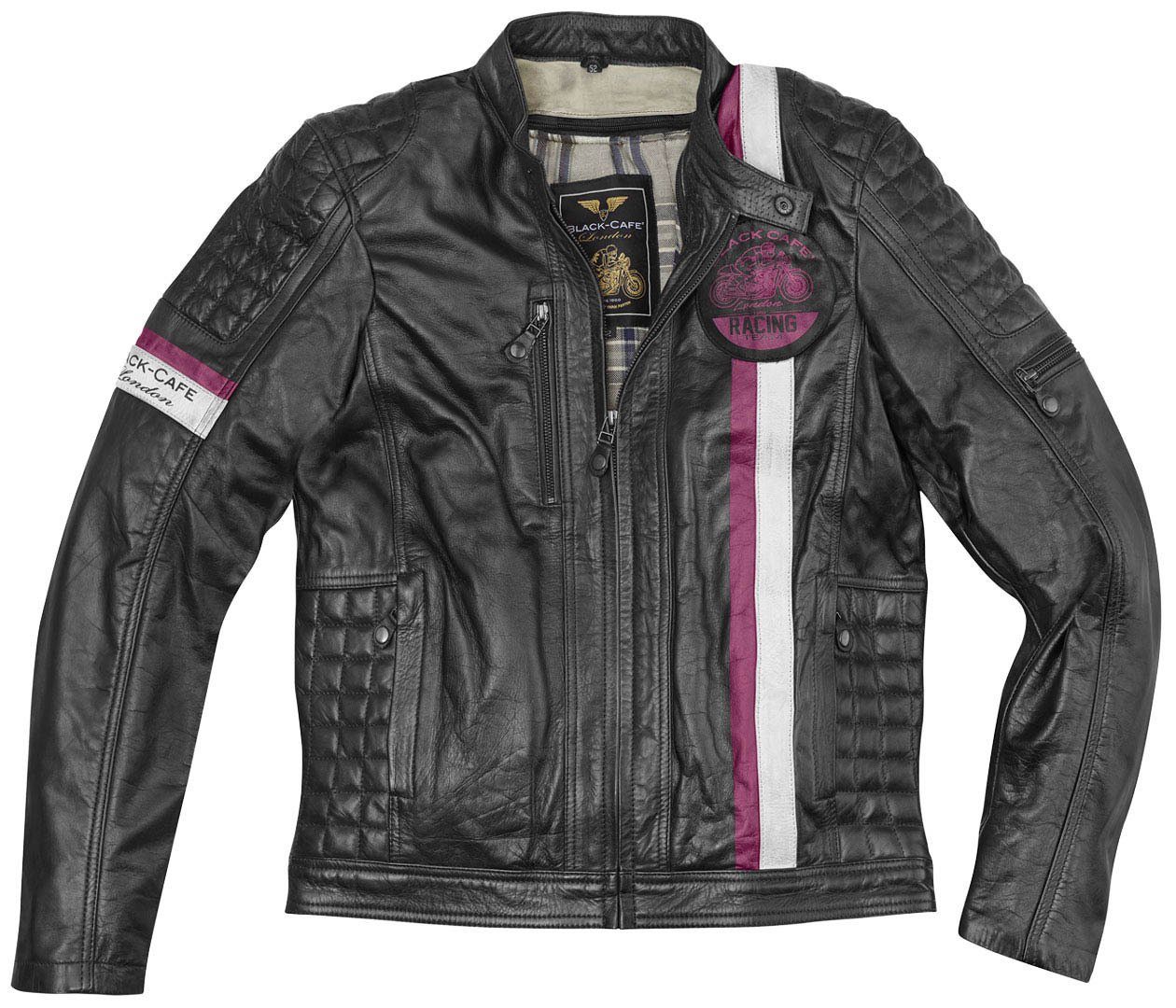 Black-Cafe London Motorradjacke Barcelona Motorrad Lederjacke herausnehmbares Innenfutter