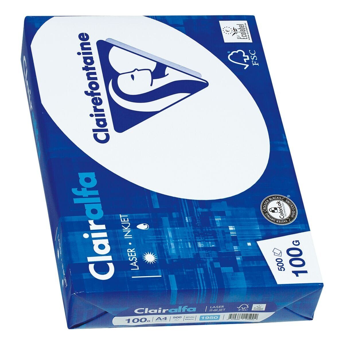 CLAIREFONTAINE Druckerpapier Clairalfa 1950, Format DIN A4, 100 g/m², 171 CIE, 500 Blatt