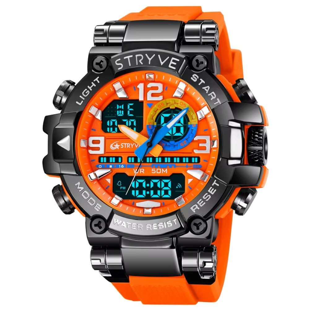 Quarzuhr Stryve Sportuhr Wasserdichte Digital-Analoge Militär Uhr Silikon