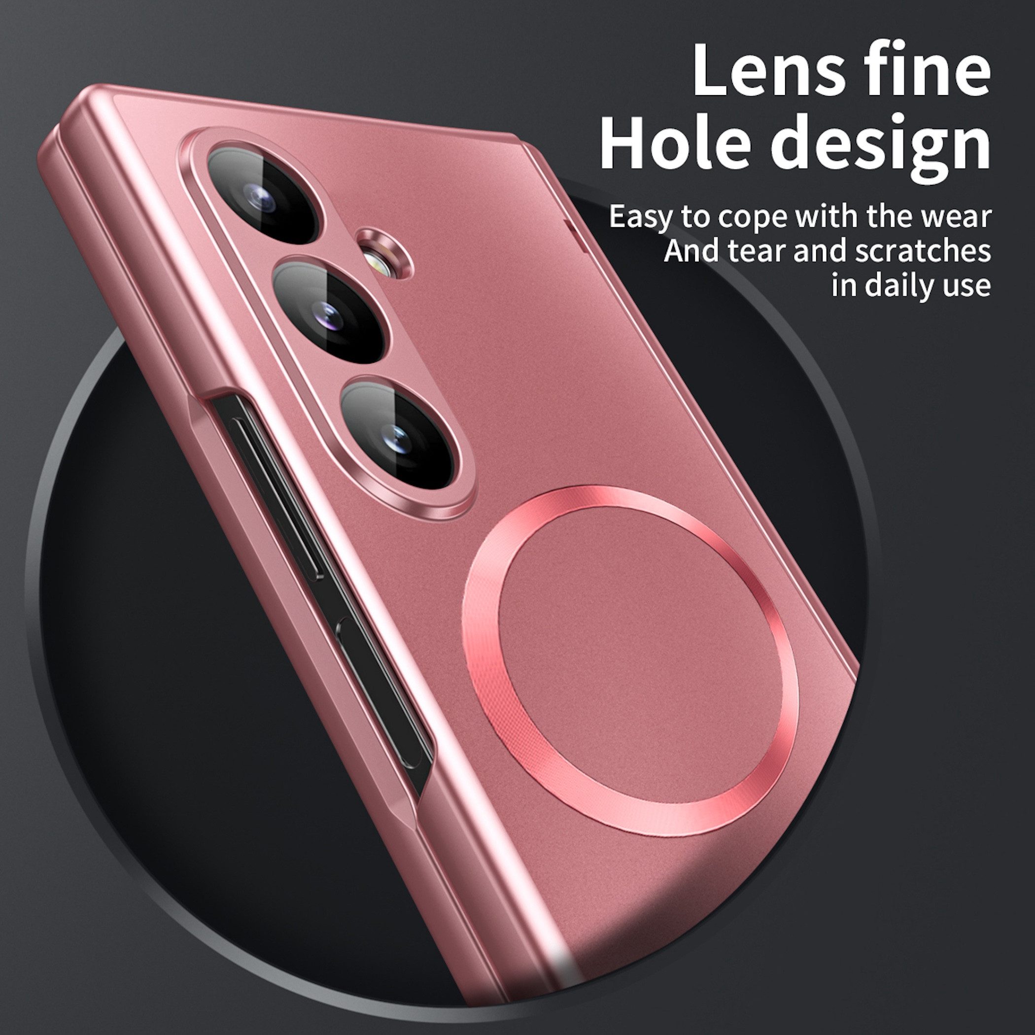 Wigento Handyhülle Klapphülle + H9 Display Glas Samsung Galaxy Z Fold8 Ultra 5G Pink 8,00 Zoll und 6,50 Zoll, Kamera Lisen Schutz – Bild 5 von 5