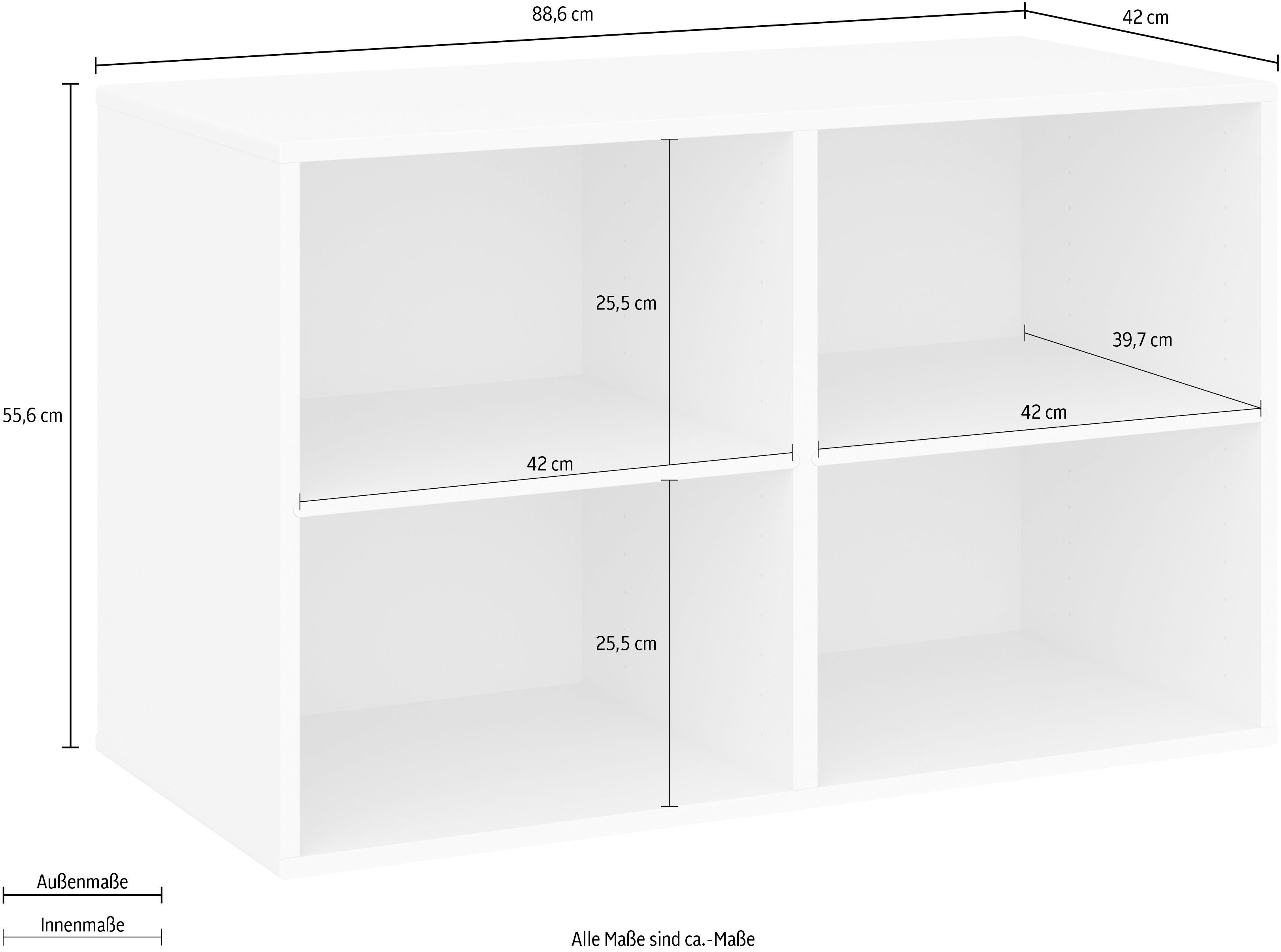 cm Modul 88,6 | Hammel Breite Hammel montierbar, Regal Weiß Wandmontage/stehend feste Keep 004, by Furniture Weiß 2 Einlegeböden,