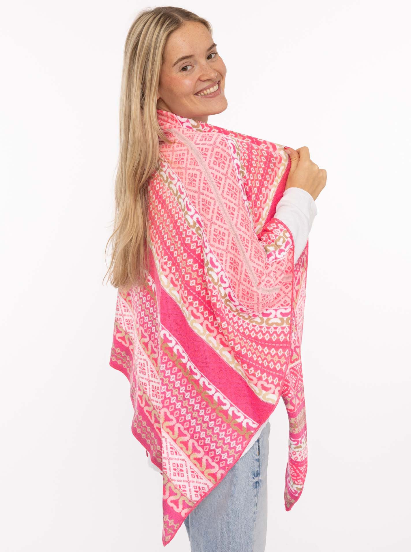 Zwillingsherz Dreieckstuch "Maralda", farbenfrohes Muster, wärmend, Strick