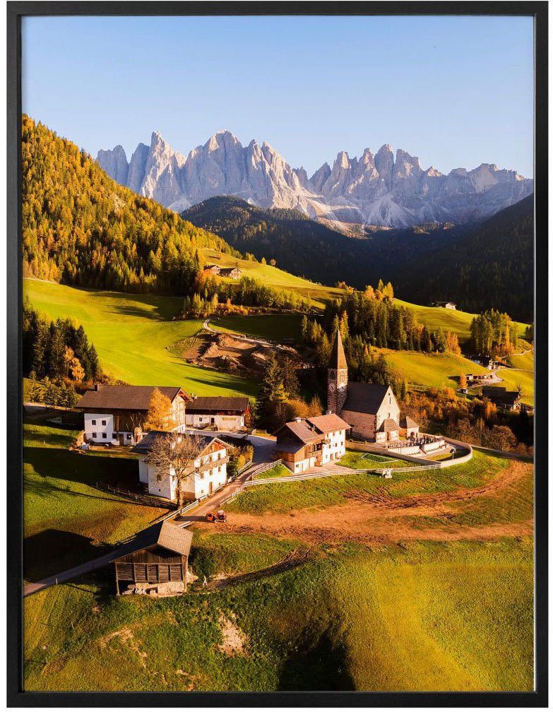 Wall-Art Poster Dorf Dolomiten, Landschaften Wandposter (1 St), Poster, Bild, Wandbild