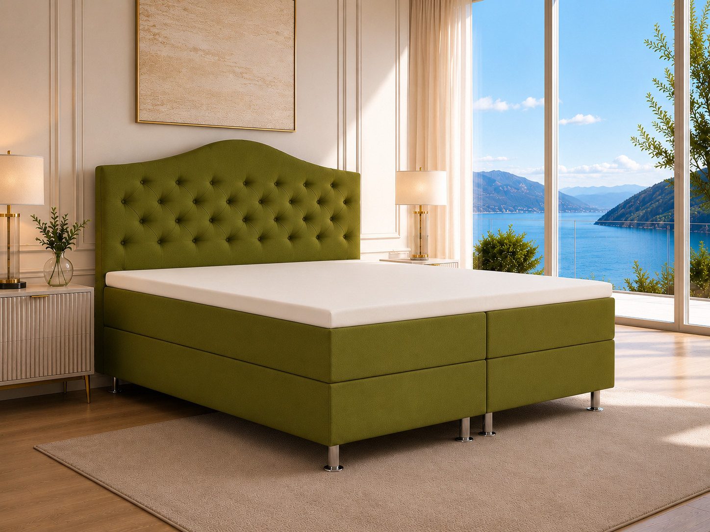 Best for Home Boxspringbett Glamour mit 7-Zonen Bonell & 7 cm T-30 Topper – Komfortbett (Komplettset, 4-St., Boxspringbett mit 7-Zonen-Bonellfederkernmatratze & 7 cm Topper), Boxspringbett mit Bettkasten, Topper T-30