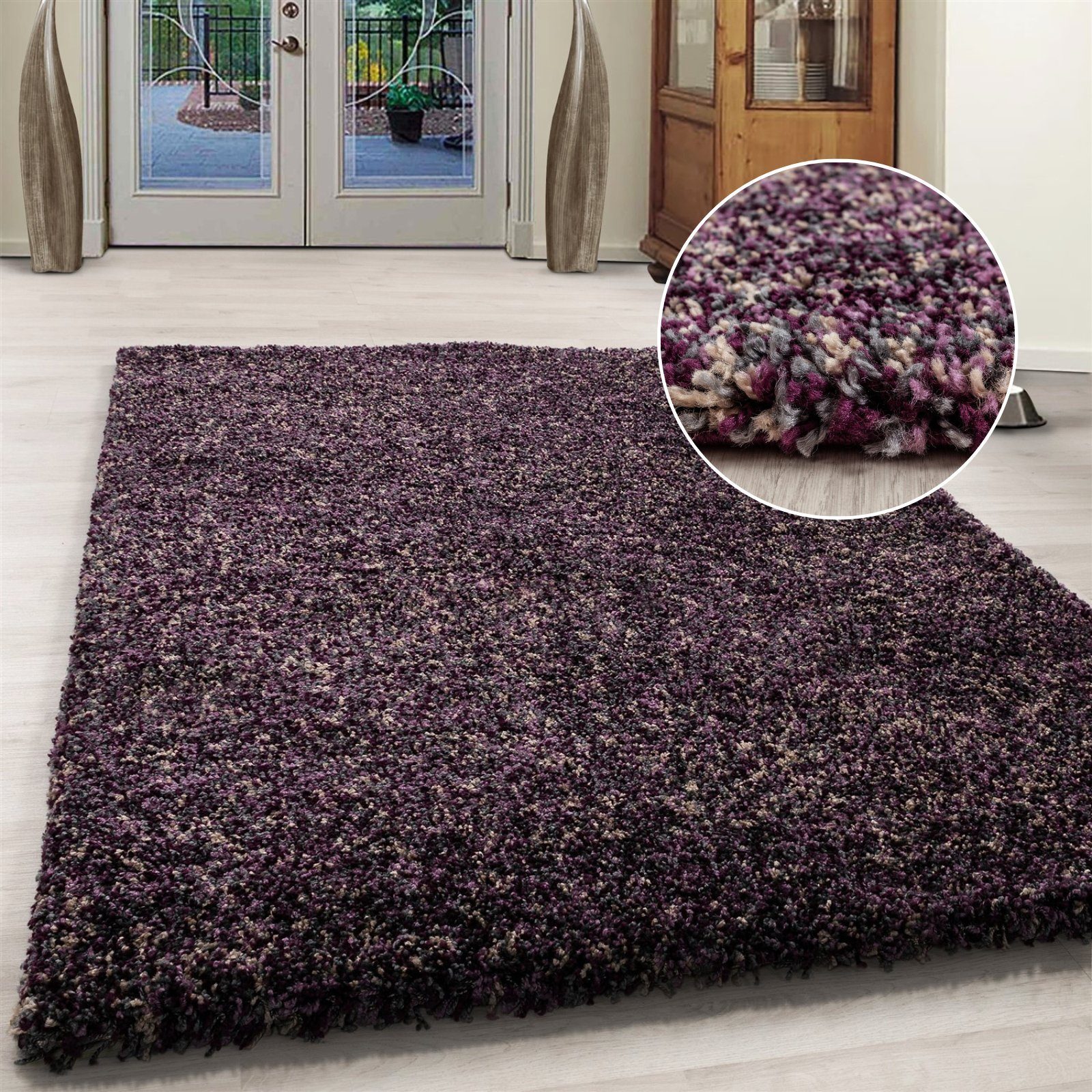 Hochflor-Teppich meliert Langflorteppich Hochflorteppich Wohnzimmer weich, Miovani, Höhe: 30 mm