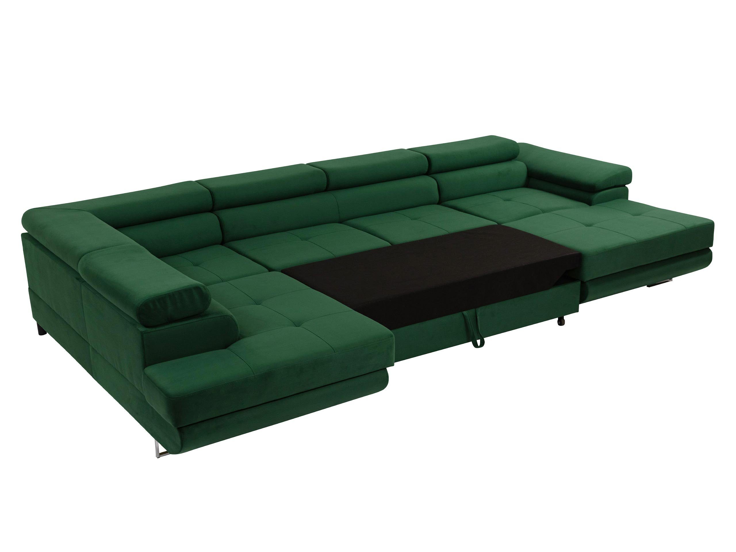 MIRJAN24 Wohnlandschaft Torezio Bis, mit Bettkasten und Schlaffunktion, Einstellbare Kopfstützen, 346x203x70-90 cm, U-Form