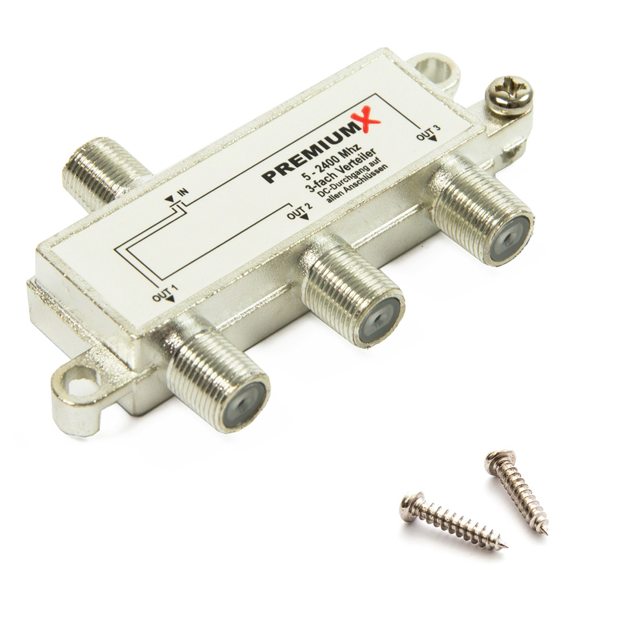 PremiumX SAT-Multischalter Switch 3-fach Verteiler 5-2400 MHz SAT Umschalter Digital Kabel