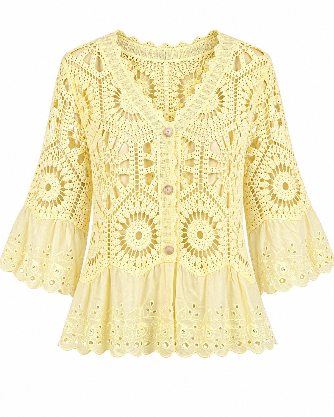 ITALY VIBES Strickjacke - Häkelweste Damen - Weste - Sommerlicher Cardigan kurzarm ONE SIZE / passend für Größe XS - M