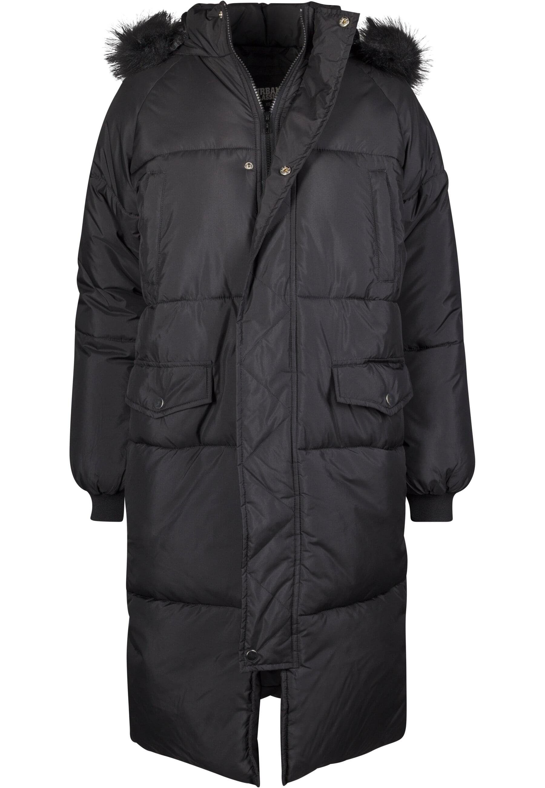 URBAN CLASSICS Outdoorjacke Damen (1-St) Coat black/black Ladies Puffer Fur Oversize Faux