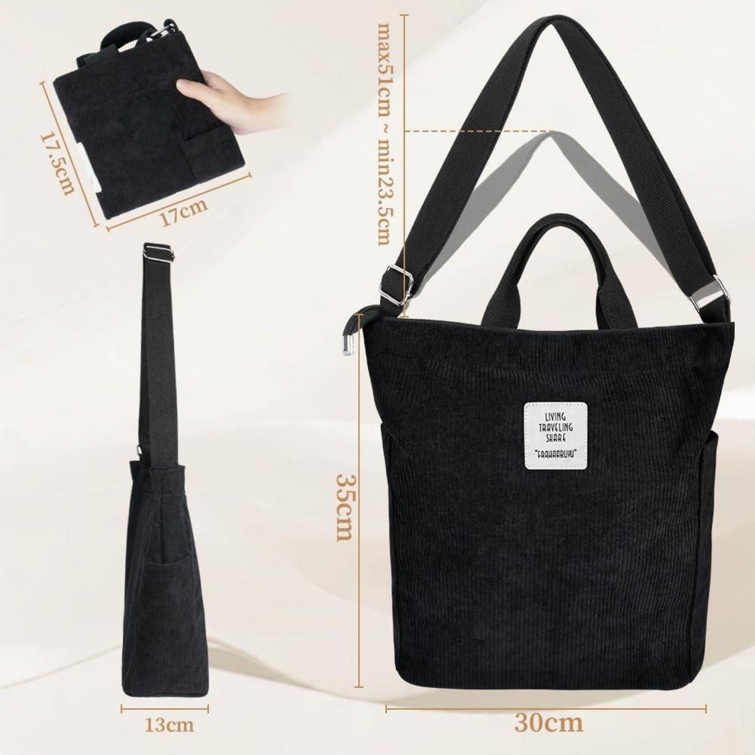 LuxusKollektion Schultertasche Damen Kord Groß Handtasche günstig online kaufen