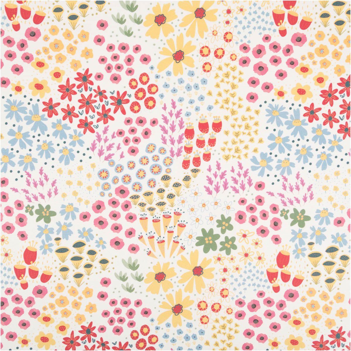 SCHÖNER LEBEN. Stoff Baumwollstoff Meterware Dekostoff Digital Mini Blumen weiß bunt 1,40m, allergikergeeignet