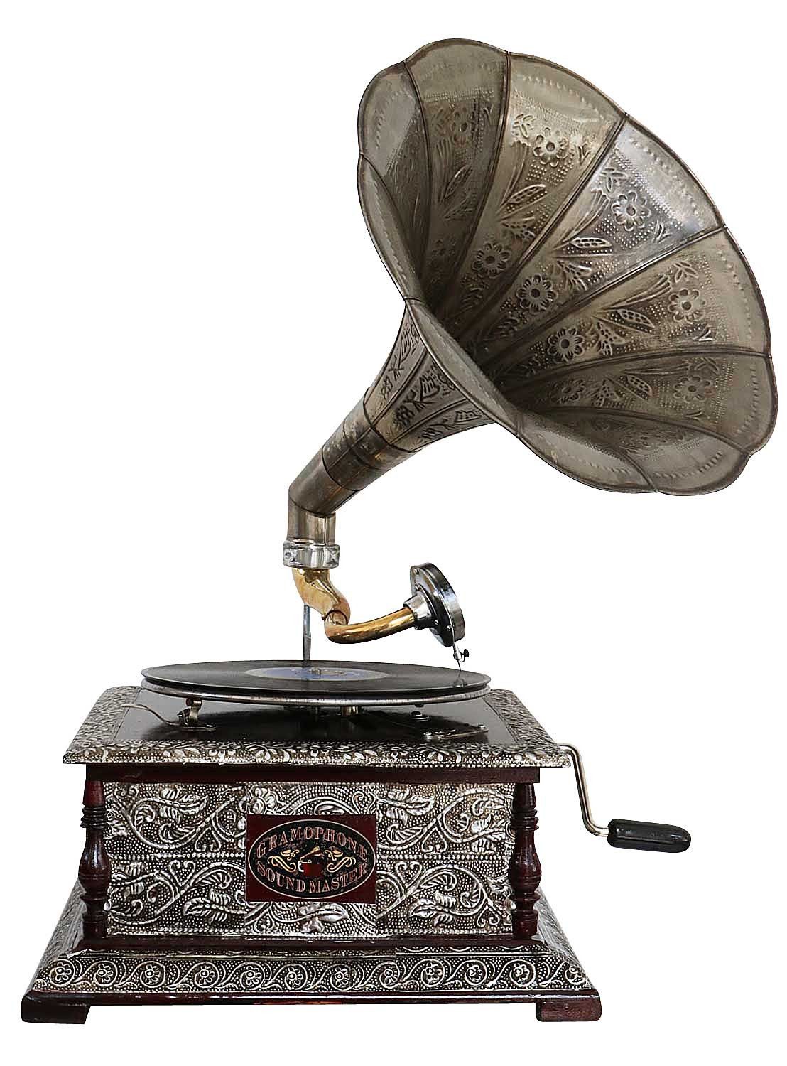 Dekoobjekt Nostalgie Grammophon Gramophone Dekoration mit Trichter Grammofon Anti