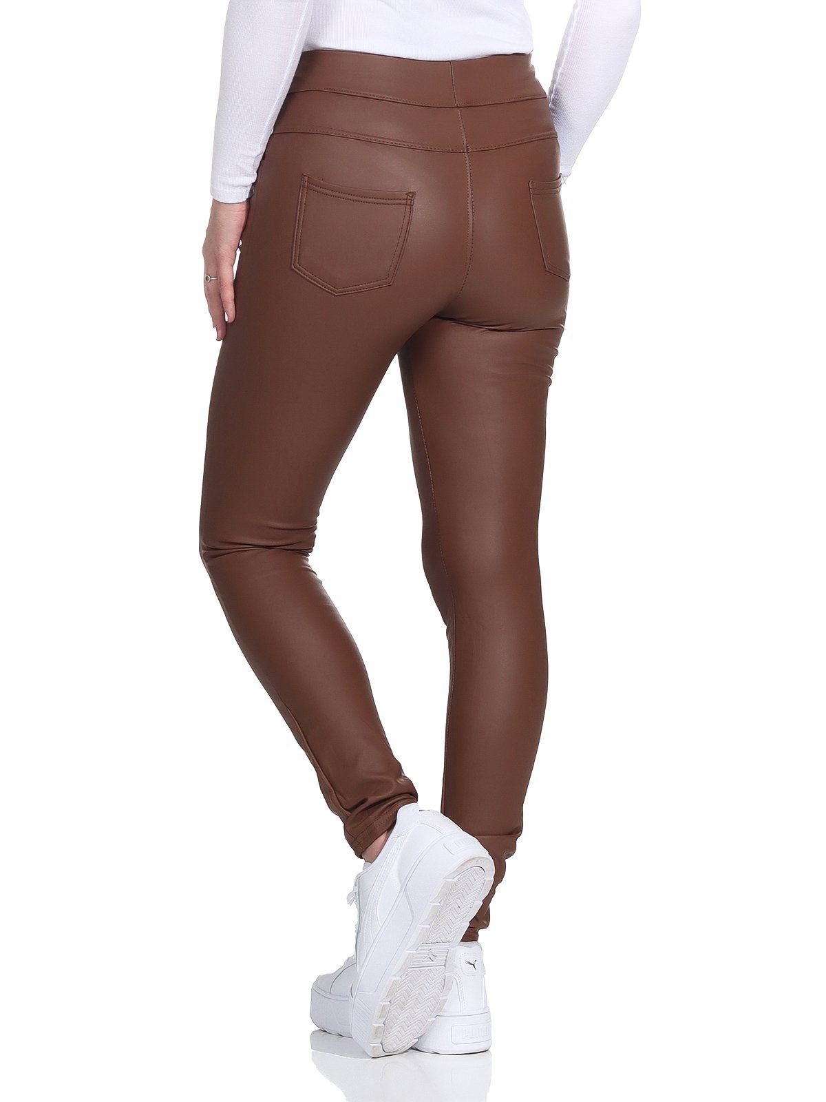 Aurela Damenmode Thermoleggings Damen Leder Hose gefütterte Leggings Komfor günstig online kaufen