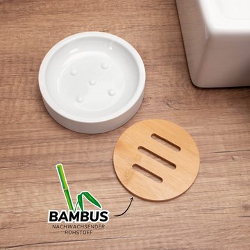 bremermann Seifenschale Seifenschale SEGNO aus Bambus und Kunststoff, Seifenhalter, weiß