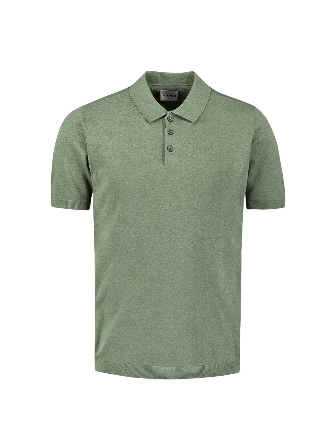 NO EXCESS T-Shirt Pullover Short Sleeve Polo Button Solid GREEN
