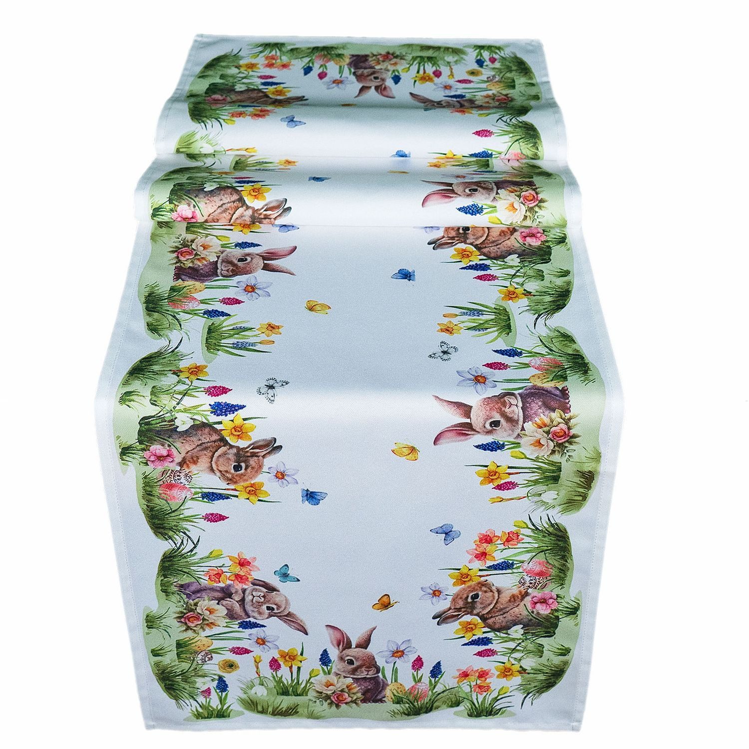 texpot Tischdecke Tischläufer Druck Osterhase Blumenwiese Ostern (1-tlg)