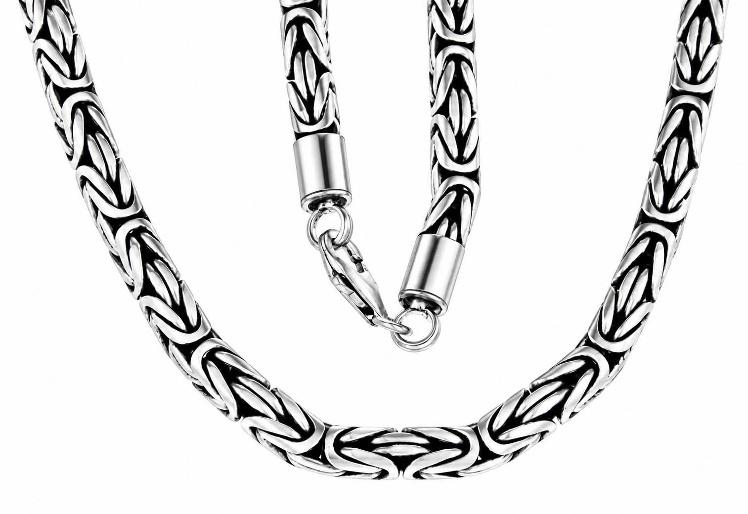 Kiss of Leather Silberkette Königskette aus 925 Sterling Silber, massiv, 6 mm, 45–65 cm