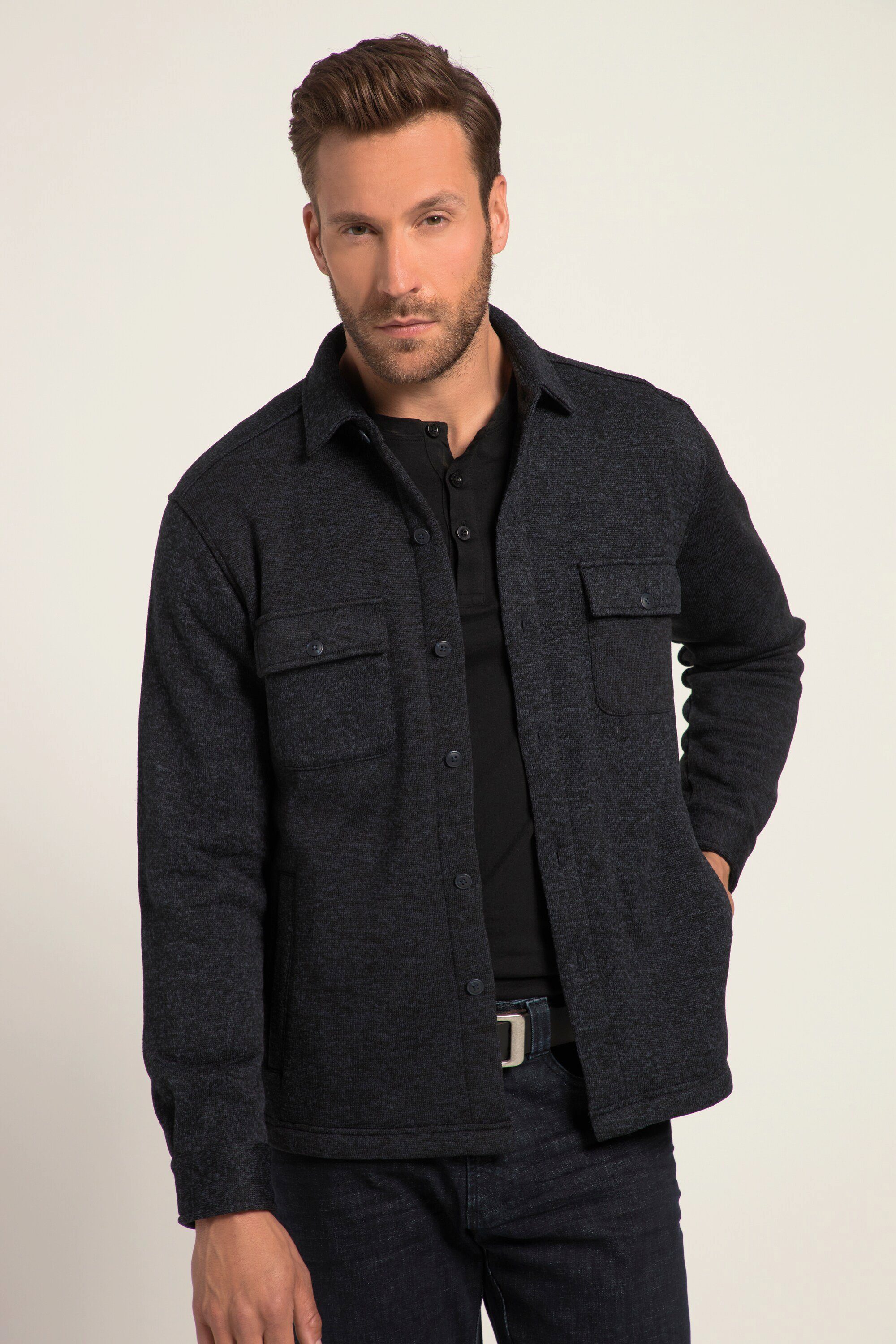 Businesshemd Hemd Overshirt Outdoor Langarm Strickfleece