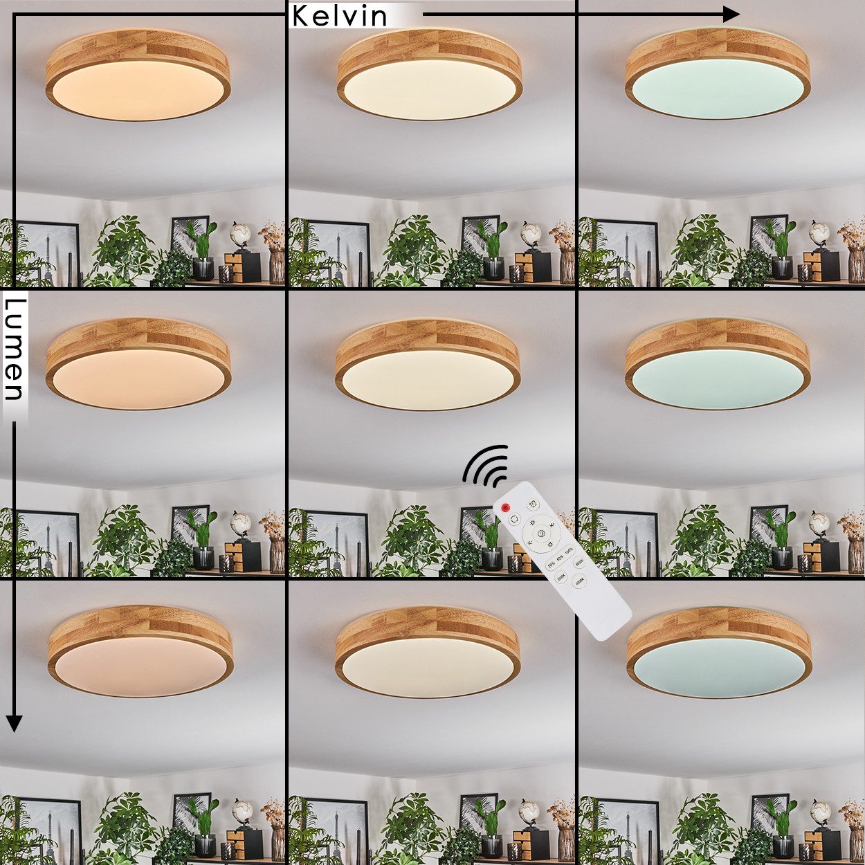 hofstein Deckenleuchte dimbare Deckenlampe aus Metall/Holz/Kunststoff in We günstig online kaufen