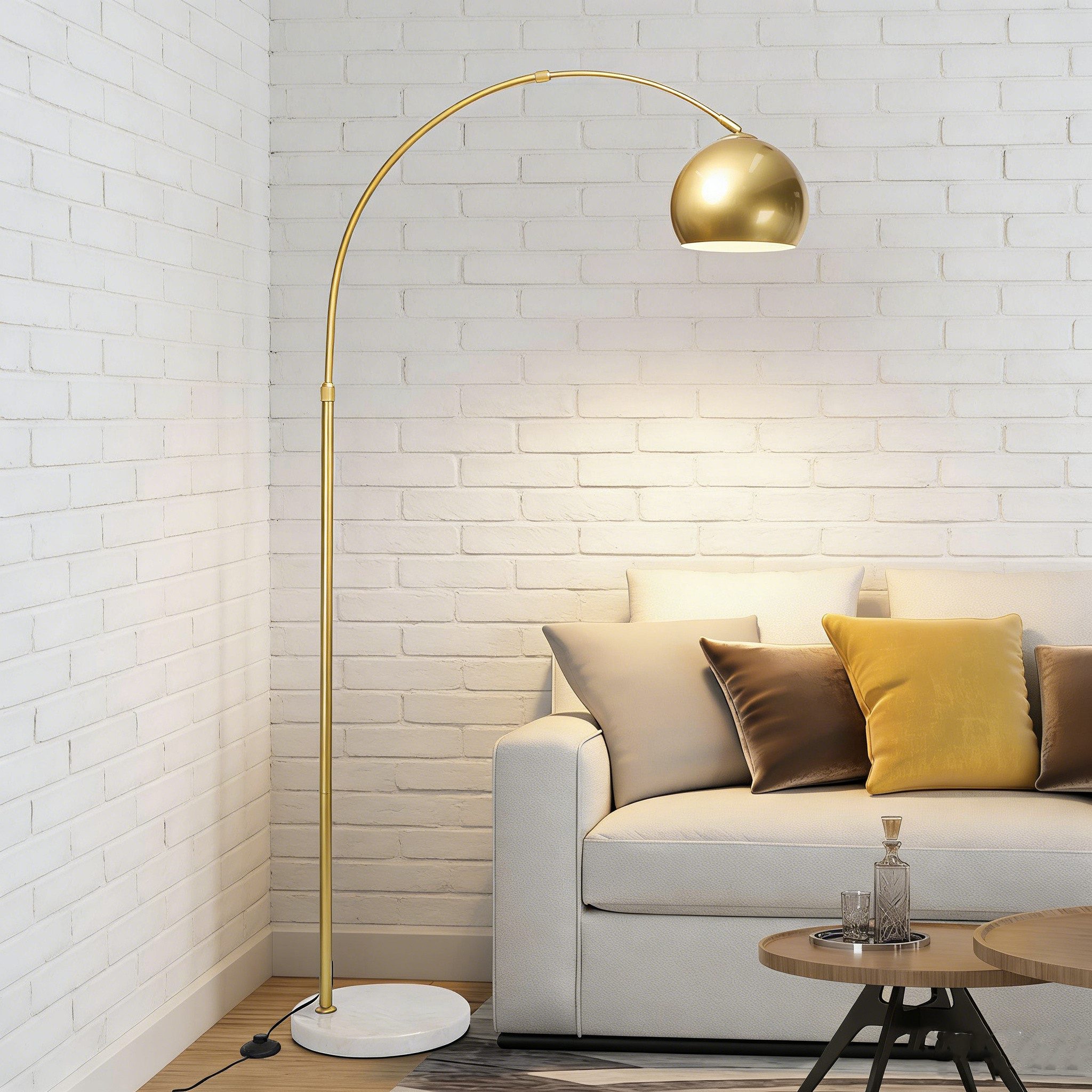 MUPOO Stehlampe Moderne Gold Arc Stehlampe aus Metall/dimmbare, mit Glühbir günstig online kaufen