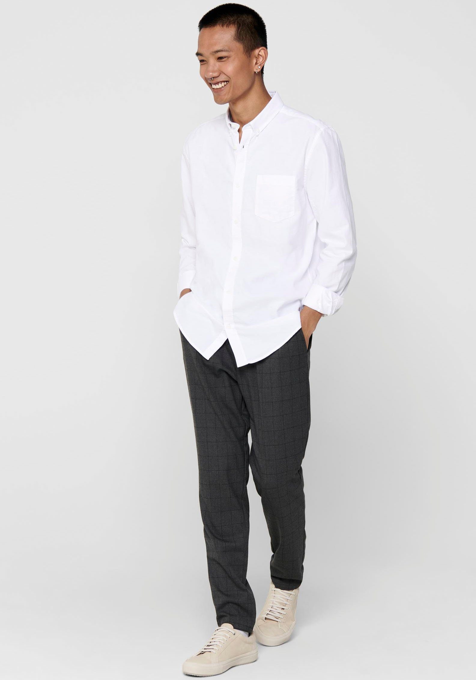 ONLY & SONS Langarmhemd ONSALVARO SLIM LS OXFORD SHIRT NOOS