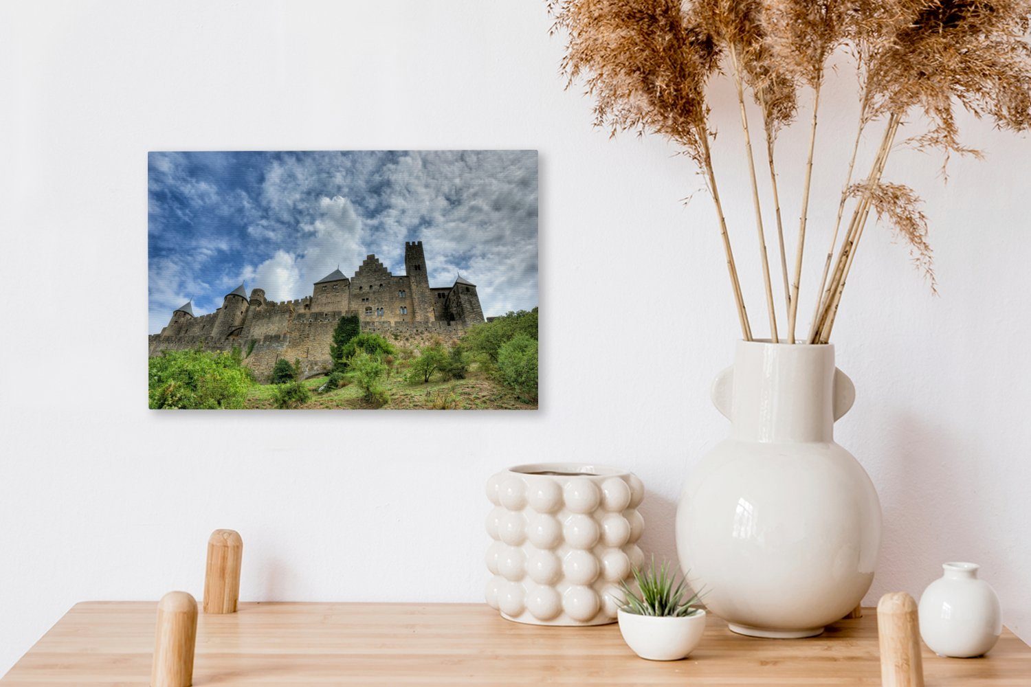 - Leinwandbild Wolken Wanddeko, Aufhängefertig, OneMillionCanvasses® 30x20 St), Carcassonne Wandbild Leinwandbilder, Schloss, - cm (1