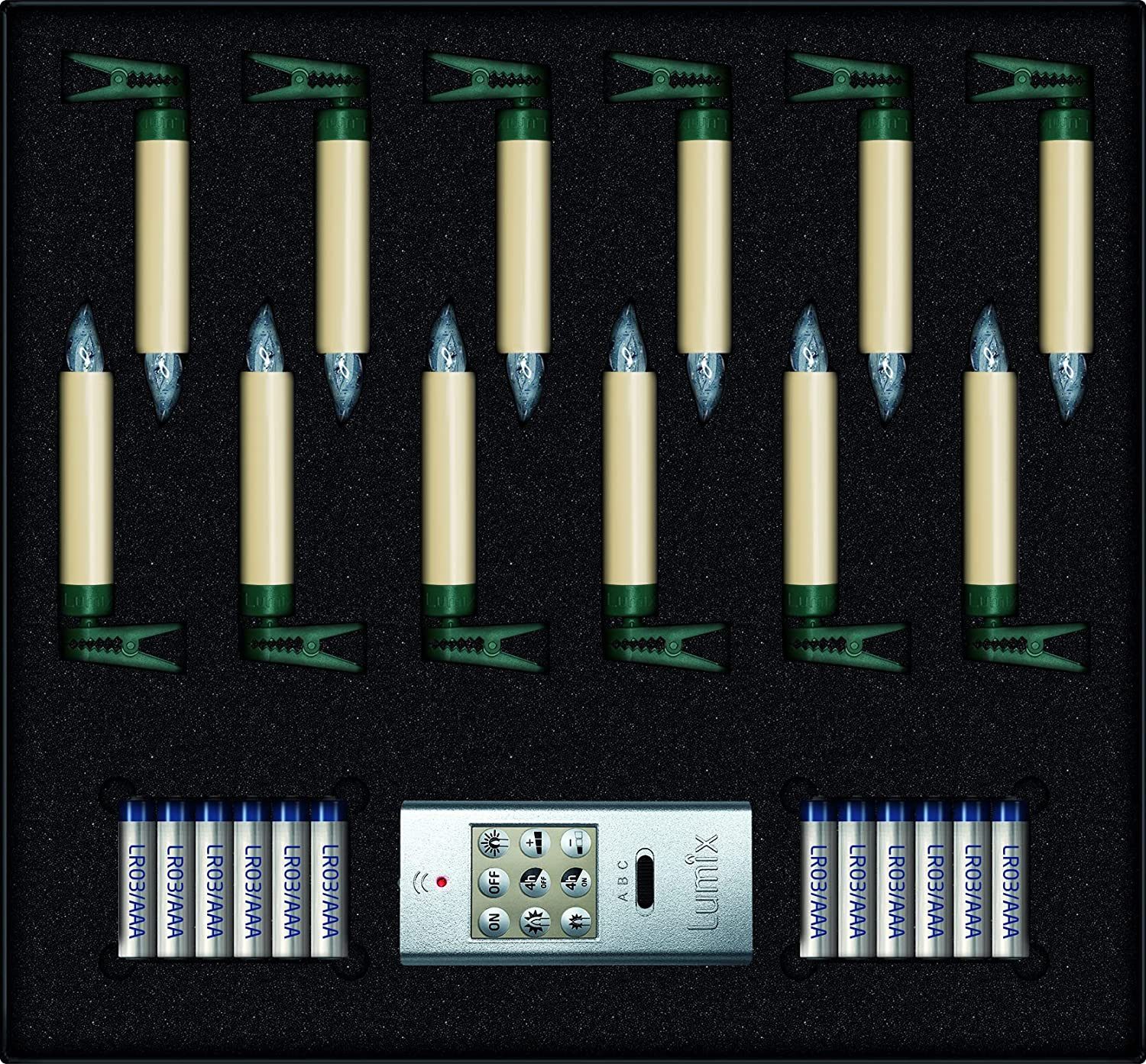 lumix LED-Christbaumkerzen LUMIX SuperLight Elfenbein Mini Basis günstig online kaufen