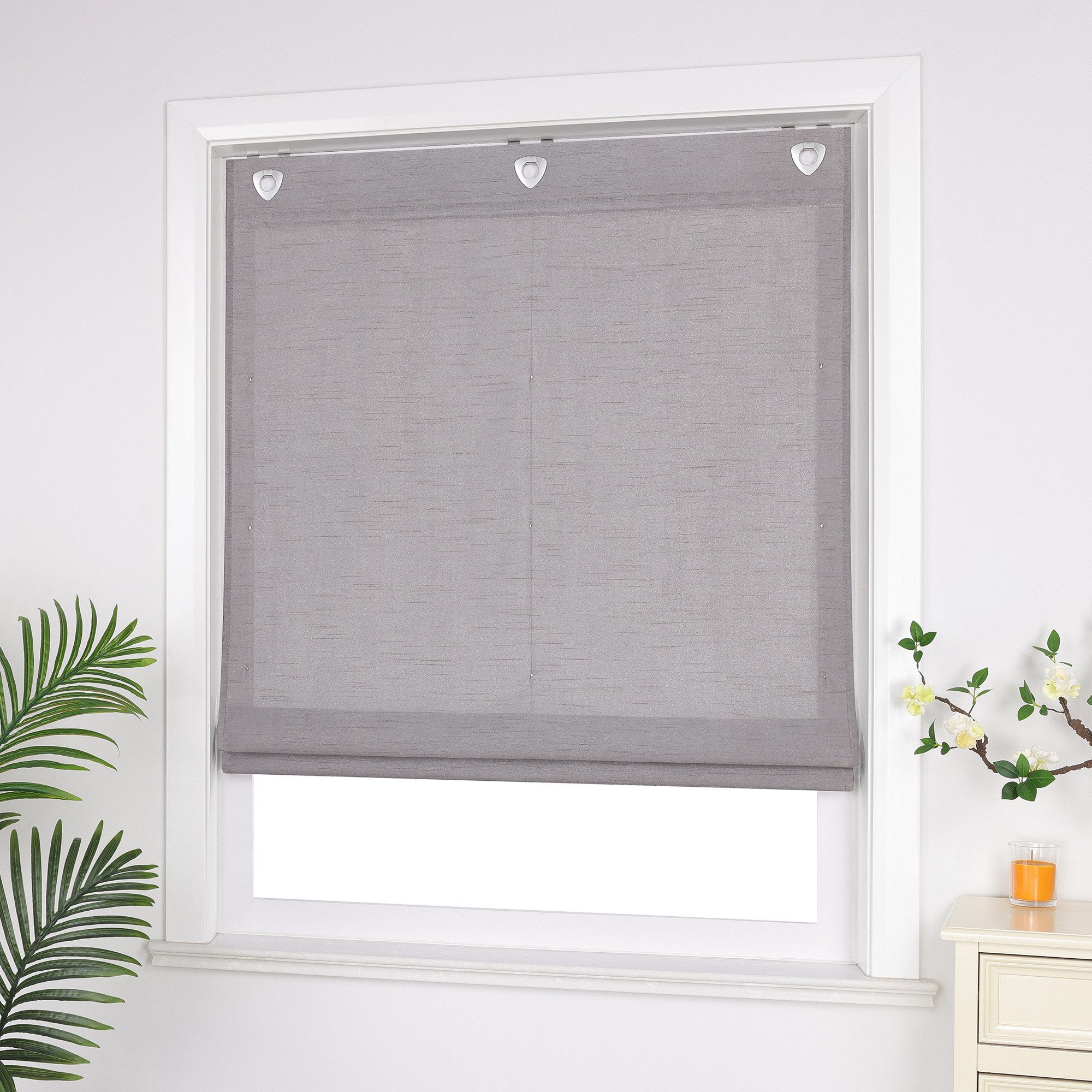 Joyswahl Raffrollo, mit Hakenaufhängung, Uni Strukturiertes Gewebe Gardinen günstig online kaufen