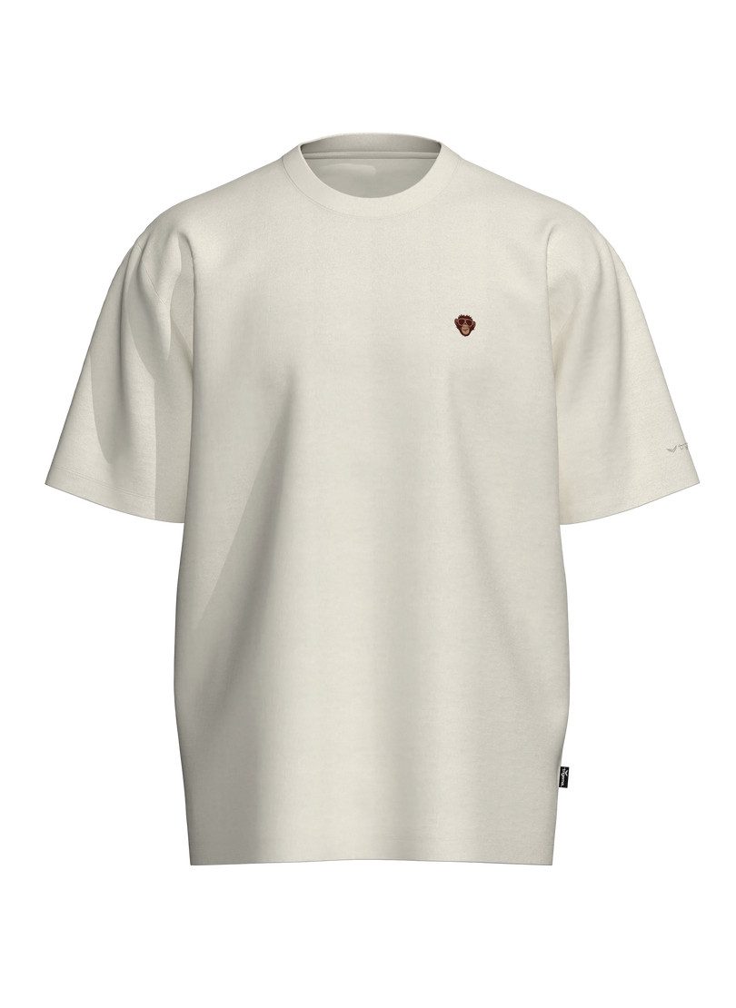 Trigema T-Shirt TRIGEMA Heavy Oversized T-Shirt mit Affe Charly-Stickmotiv (1-tlg)