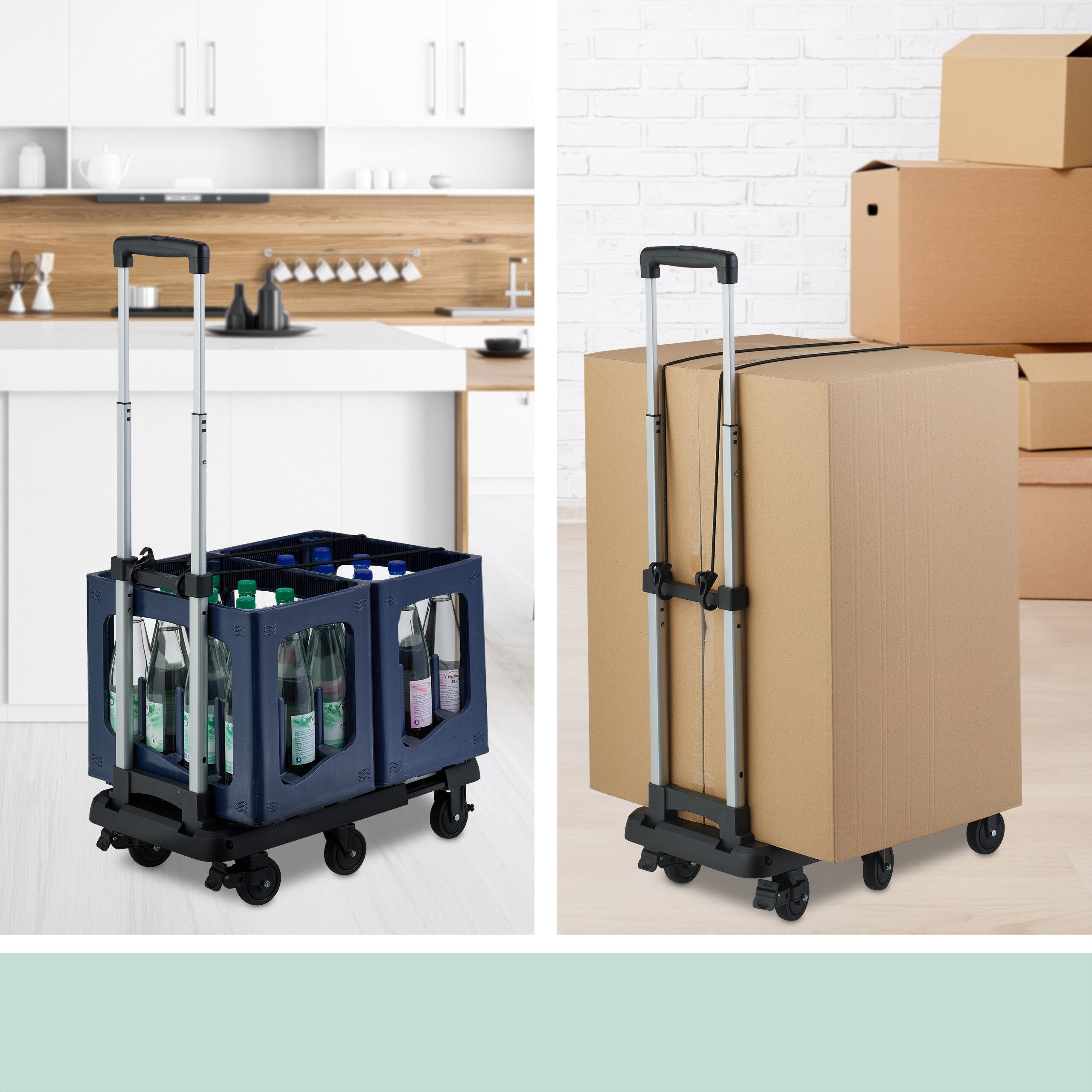 relaxdays Folding Transport Cart, black