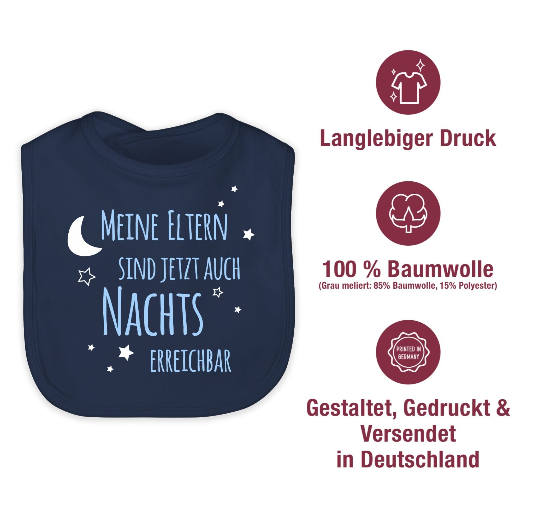 Shirtracer Lätzchen Meine Eltern sind jetzt auch Nachts erreichbar blau, Sprüche Baby
