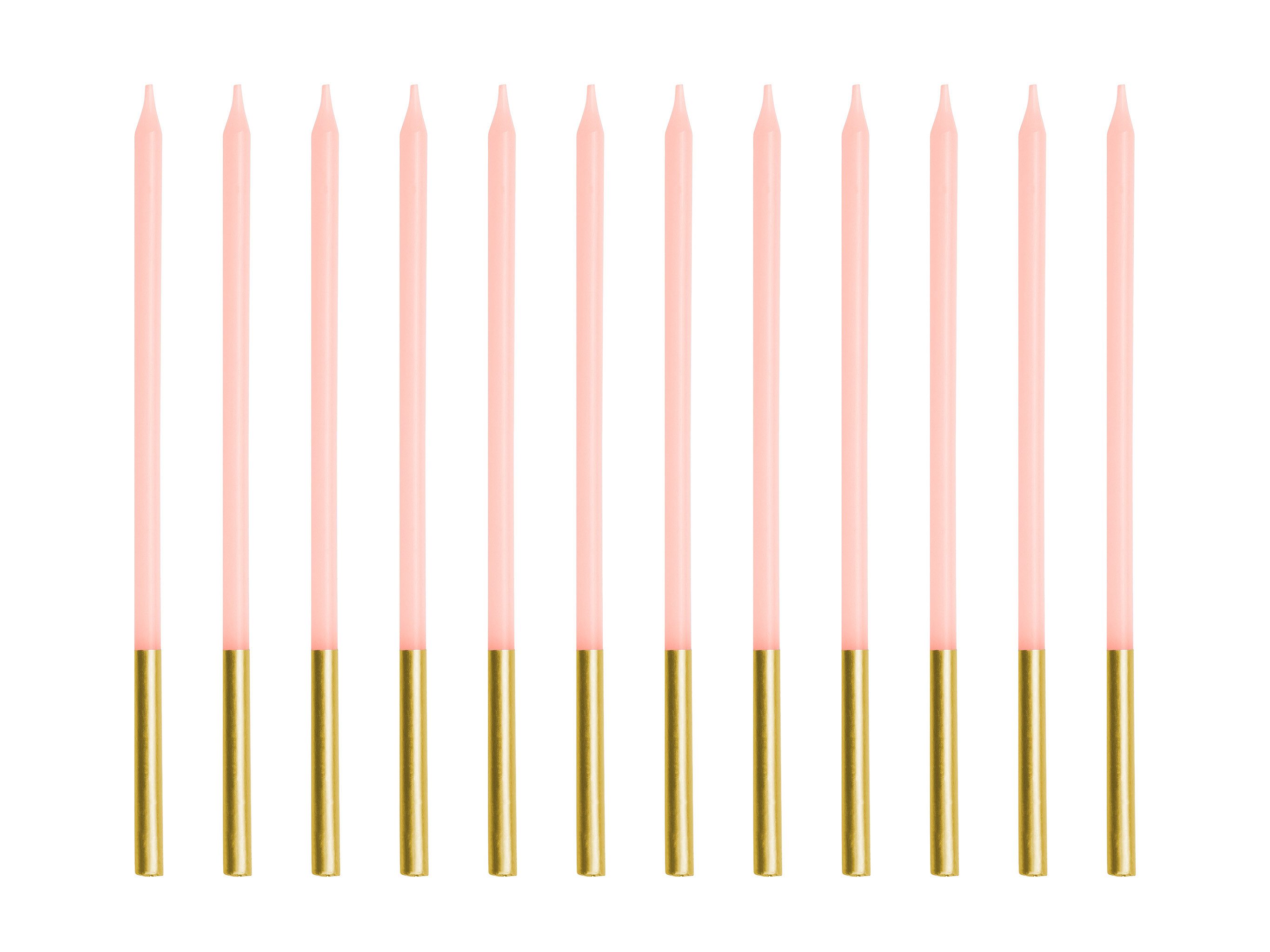 partydeco Geburtstagskerze, Geburtstagskerzen 14cm glatt 12er Set Rosa / Gold