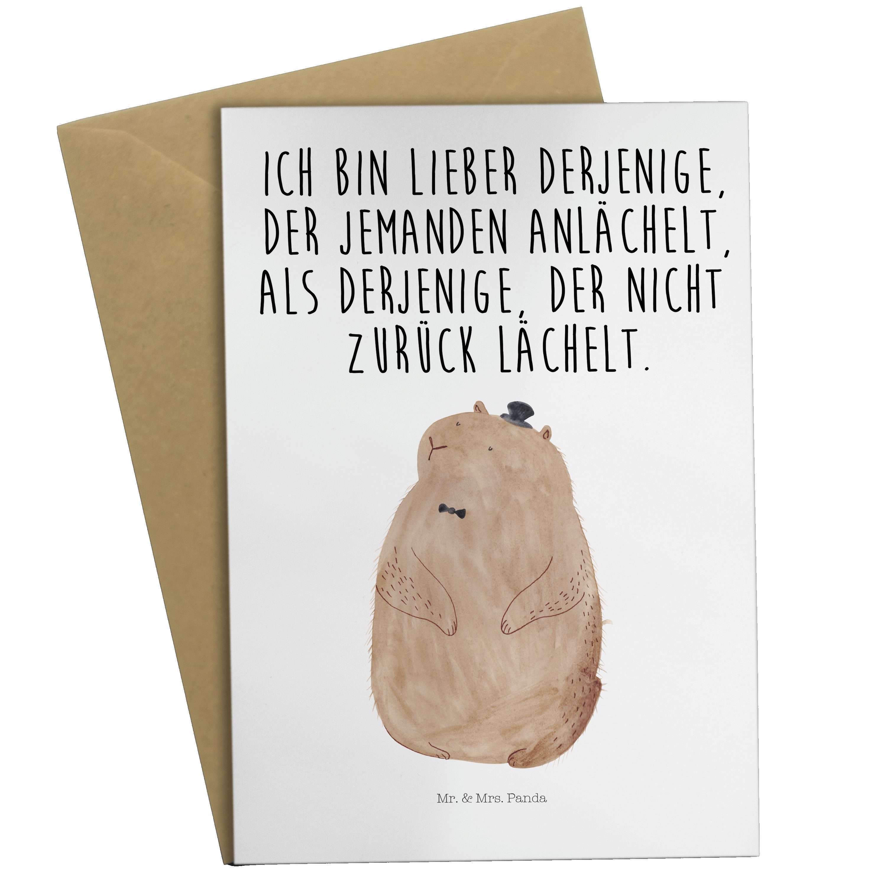 Mr. & Mrs. Panda Grußkarte Murmeltier - Weiß - Geschenk, Hochzeitskarte, Knigge, lustige Sprüche