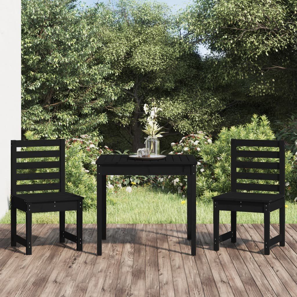 vidaXL Gartenlounge-Set Kiefer Garten-Bistro-Set Schwarze (3-tlg) Kiefer, Massivholz Schwarz 3-tlg