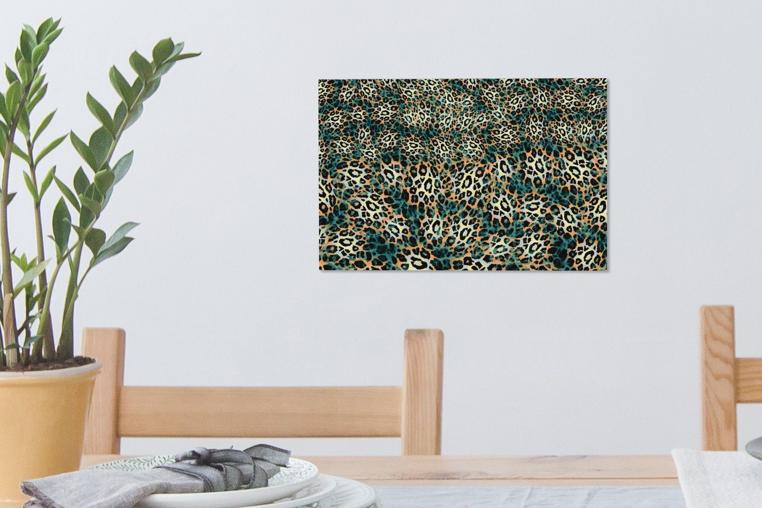 Leinwandbilder, - Design Wanddeko, (1 St), Wandbild cm 30x20 Leopardenmuster Tiere, OneMillionCanvasses® Aufhängefertig, - Leinwandbild