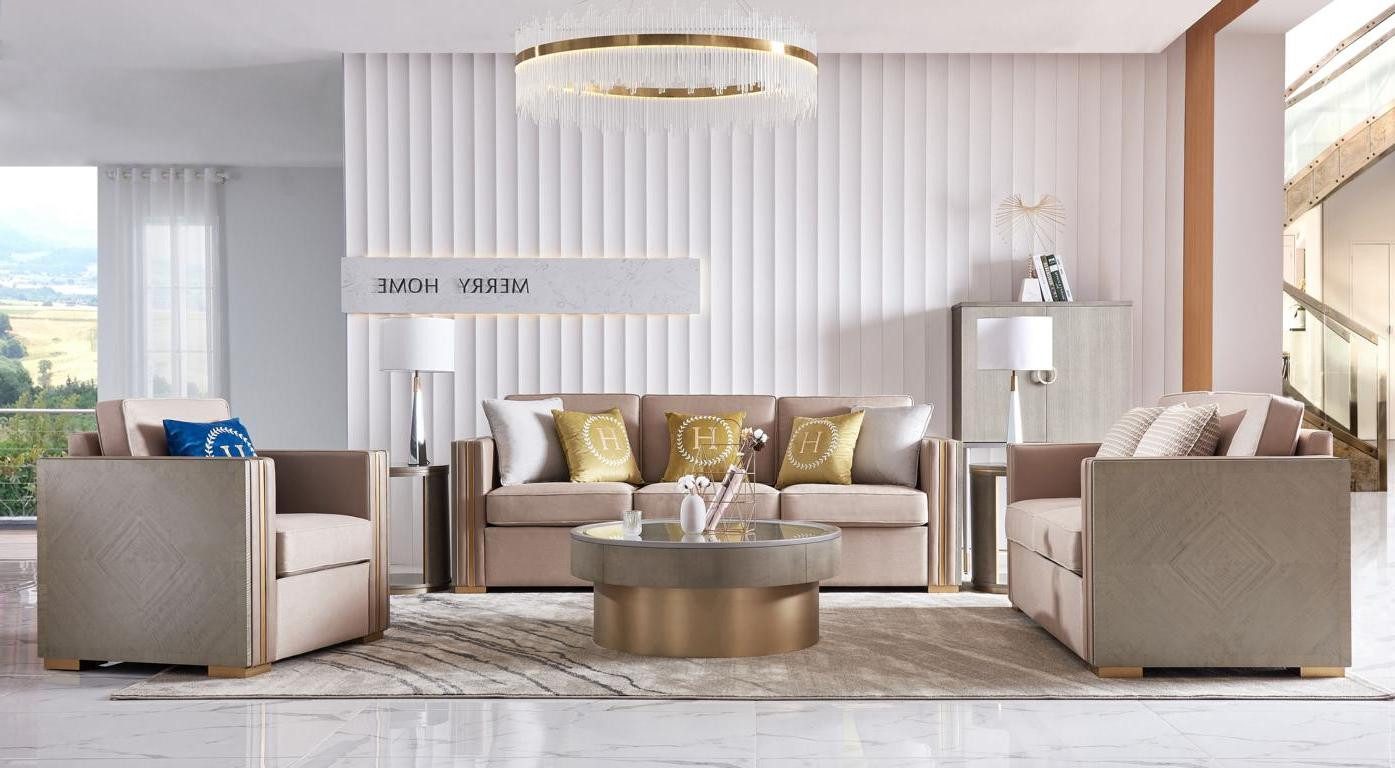 Xlmoebel Polstergarnitur Luxuriöse Sofagarnitur im Hotelstil mit eleganter Polsterung, (3-tlg., Sofagarnitur 3+2+1 Sitzer), Hergestellt in Europa