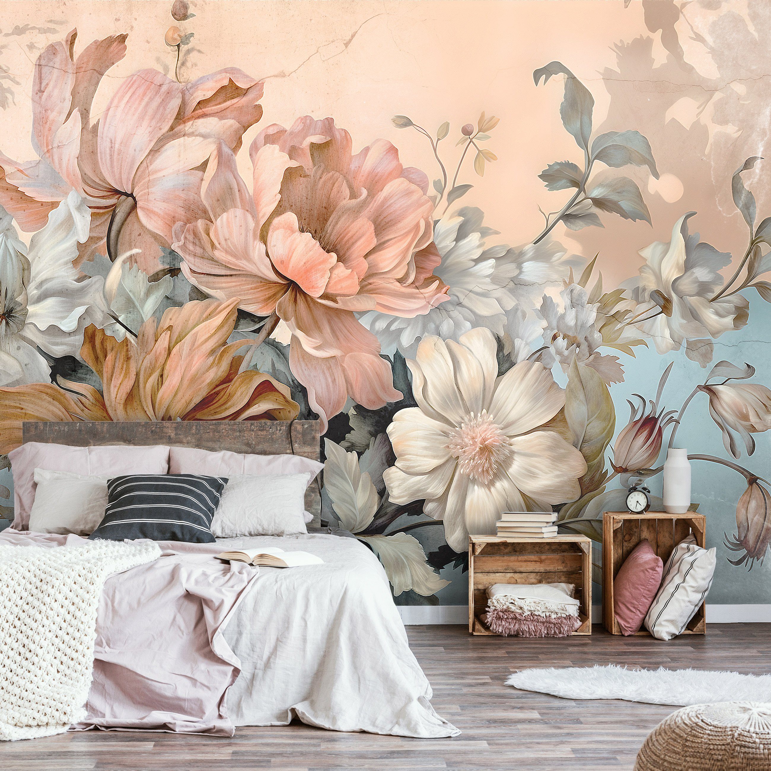 Wohnzimmer Fototapete Blumen Wallarena Kunst Struktur Nature, Motivtapete Vlies Tapete Vliestapete Vlies Glatt Vinyl, Tapete Pastelle Schlafzimmer Wandtapete, inklusive Kleister