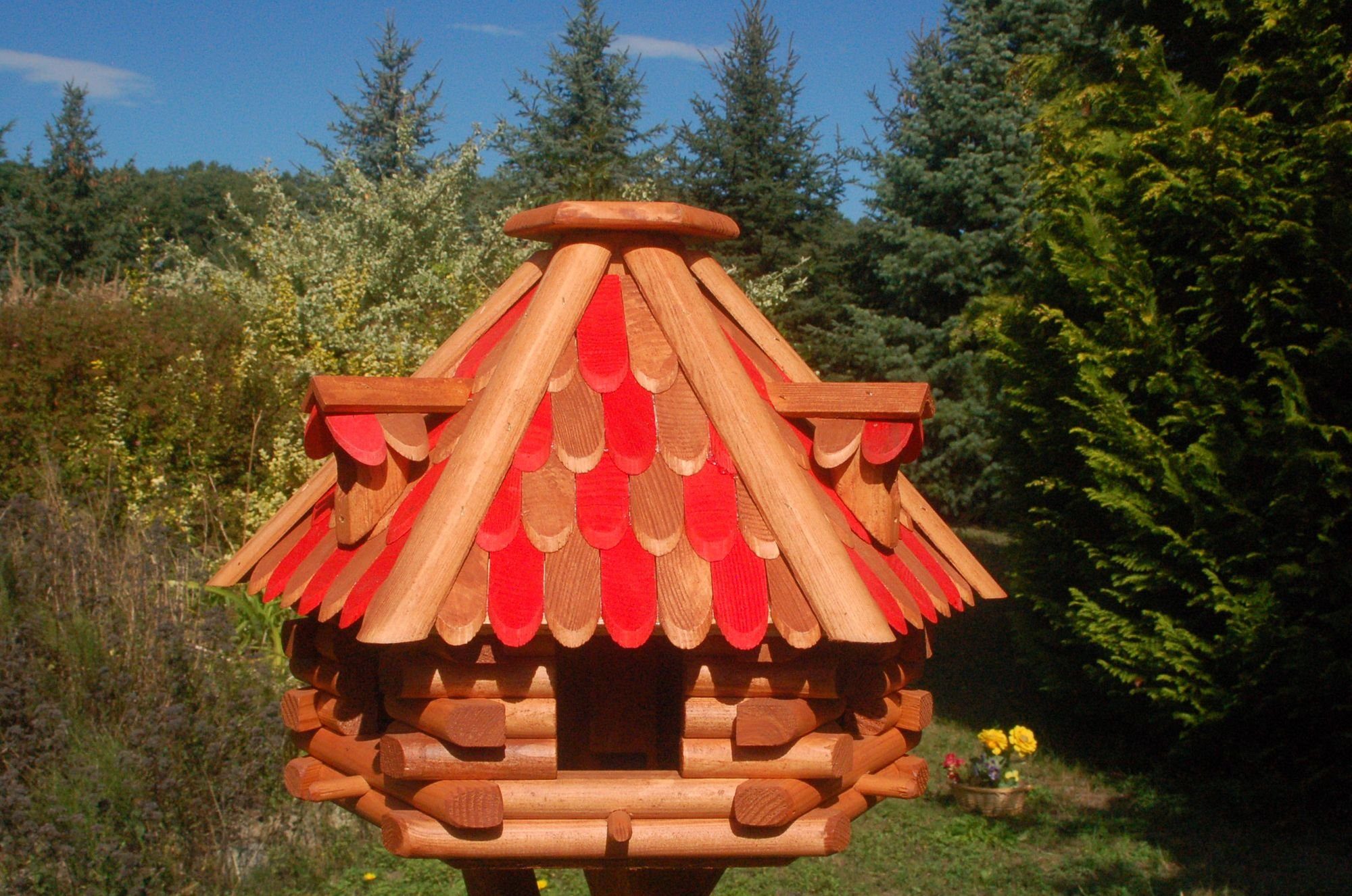 DEKO SHOP V13 Vogelhaus DSH mit und Gauben, HANNUSCH Solarbeleuchtung Holzschindeln wahlweise Solar braun-rot mit Vogelhaus mit