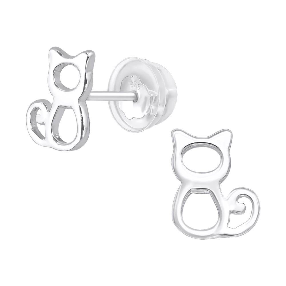 BUNGSA Ohrring-Set Ohrstecker Katzen aus 925 Silber Kinder (1 Paar (2 Stück), 2-tlg), Ohrschmuck Ohrringe