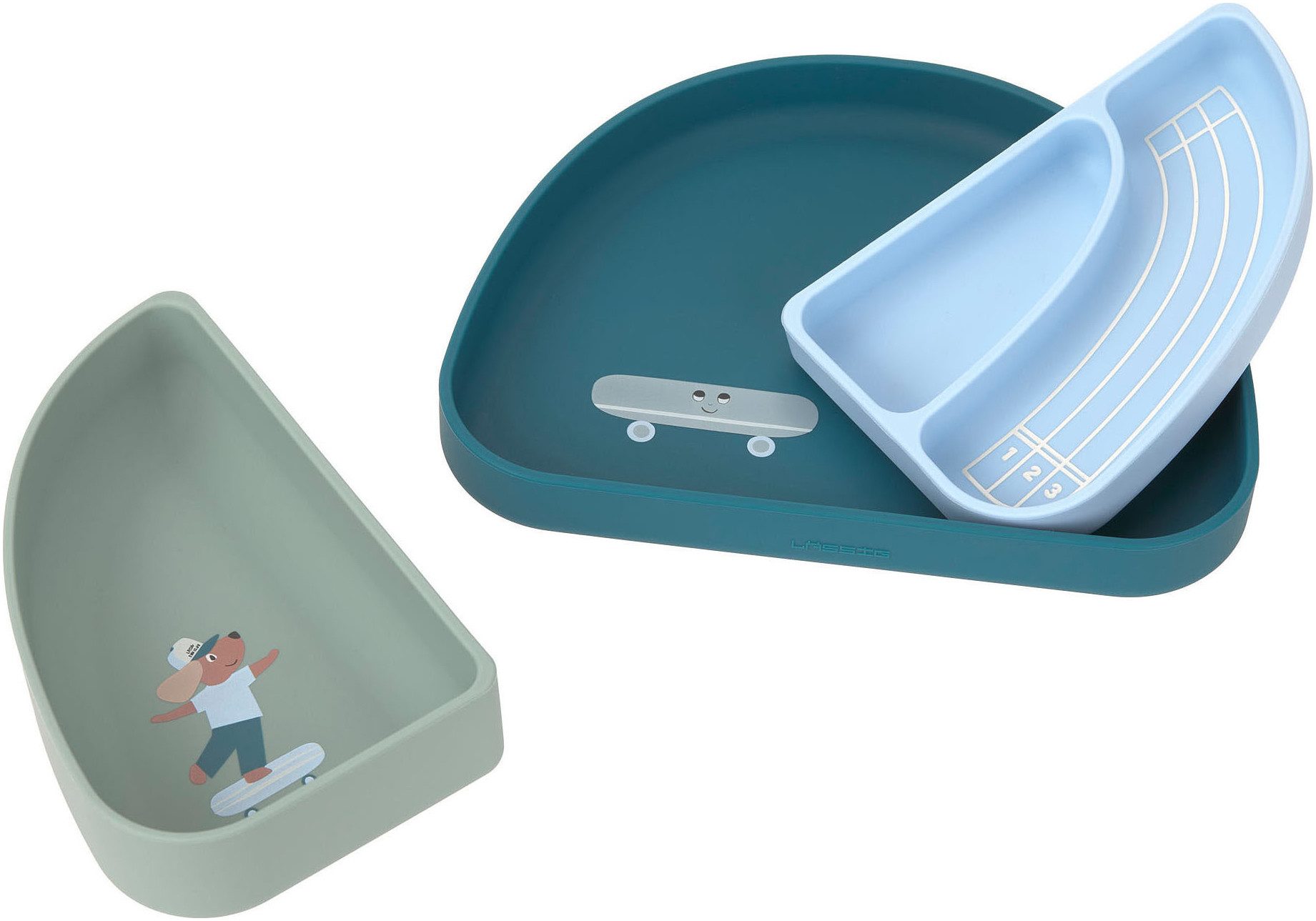 LÄSSIG Kindergeschirr-Set Tiny Team Dog, Silikon (3-tlg), Silikon