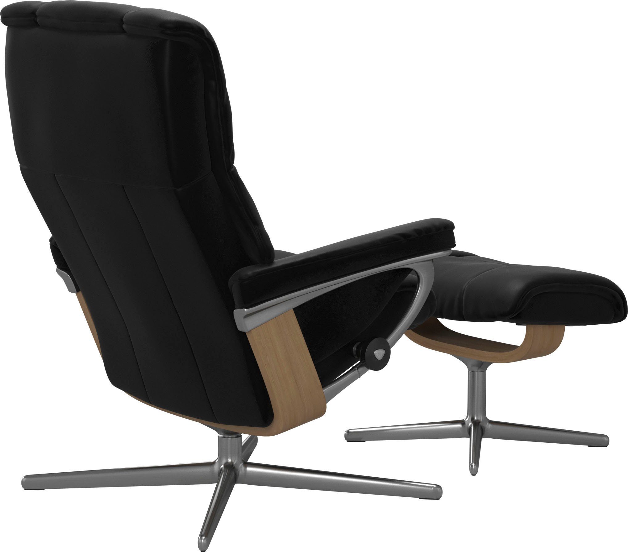 & Relaxsessel M Hocker, Holzakzent mit mit Base, Hocker), Eiche S, (Set, L, Relaxsessel Cross mit Größe Mayfair Stressless®