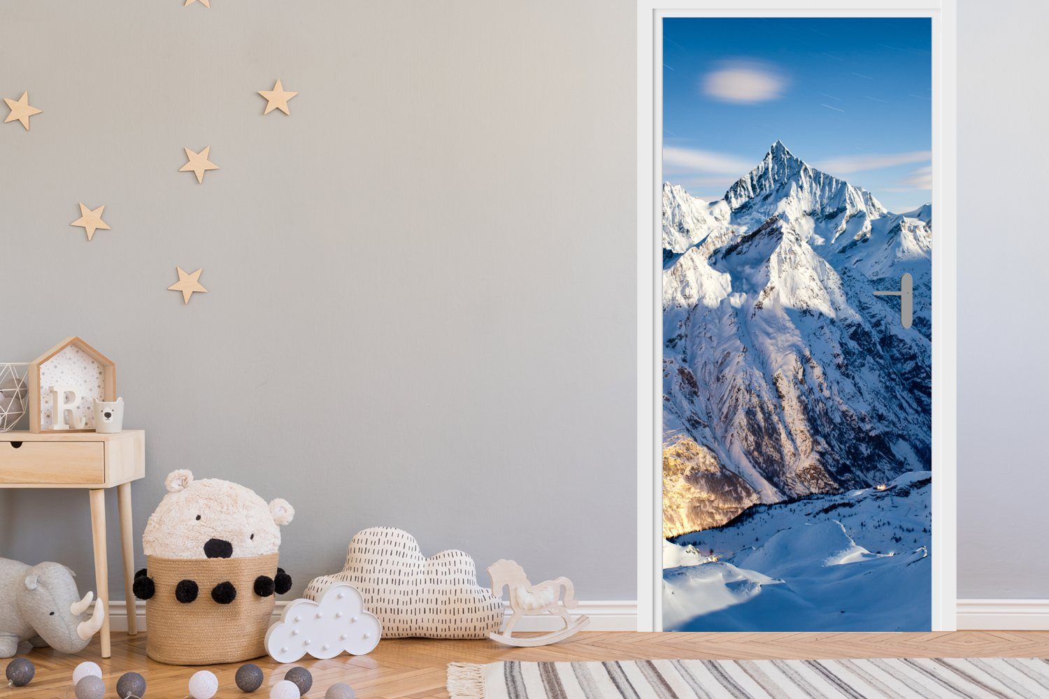 MuchoWow Türtapete Alpen - Fototapete für 75x205 - cm Schnee, bedruckt, St), Matt, Tür, Türaufkleber, Berg (1