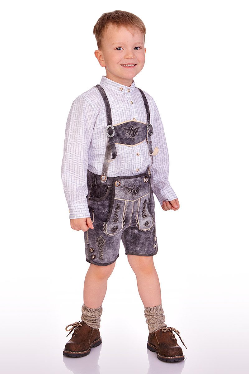 Isar-Trachten Lederhose Lederhose Kinder - FINN - grau – Bild 5 von 5