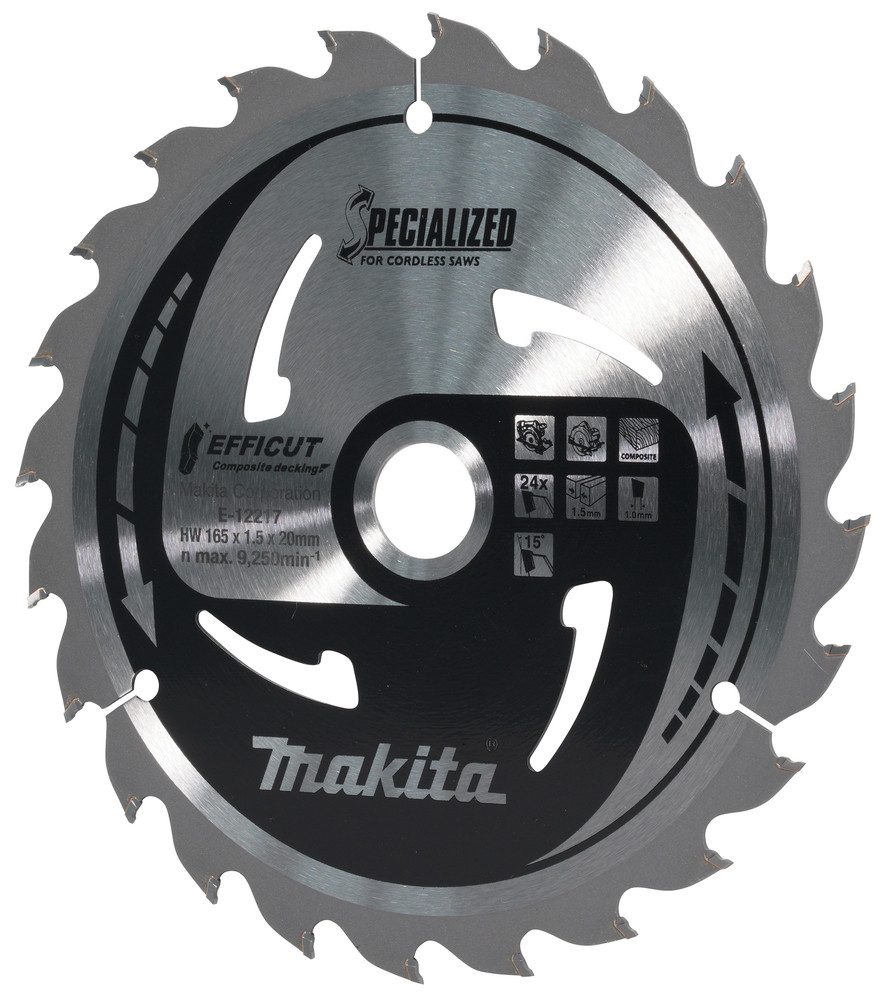 Makita Kreissägeblatt E-12217 (24Z, 1-St., 165x1,5x20mm), EFFICUT - schneller und effizienter