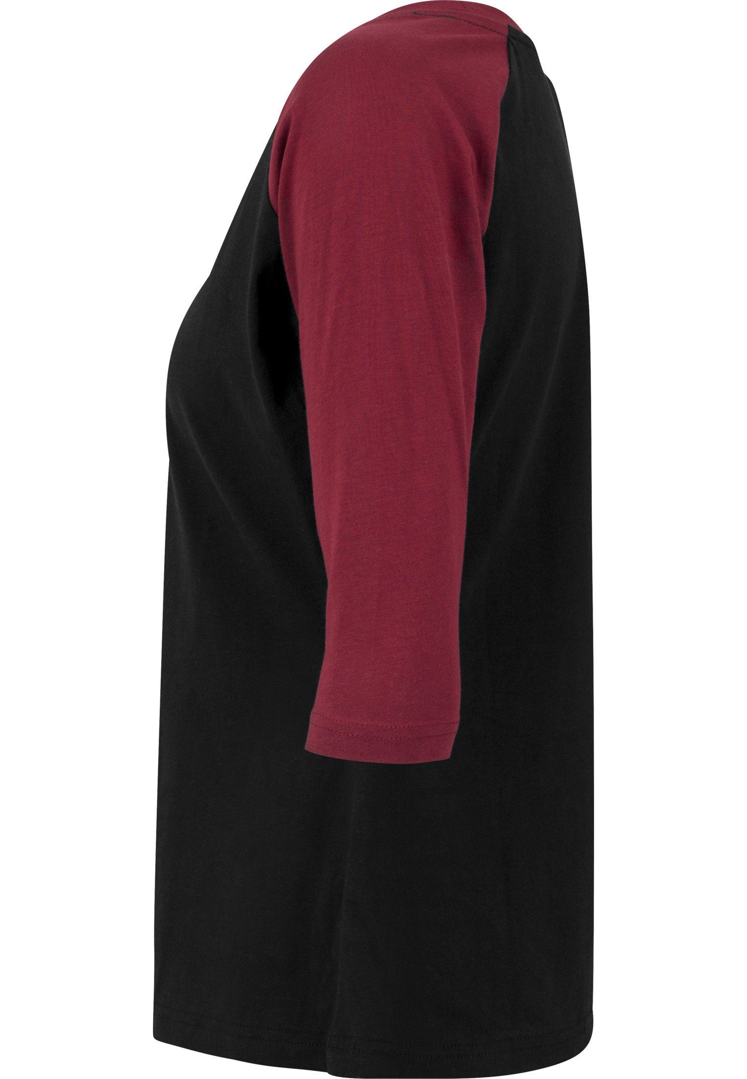 URBAN CLASSICS black/burgundy Ladies 3/4 Contrast Damen Tee (1-tlg) Raglan Kurzarmshirt