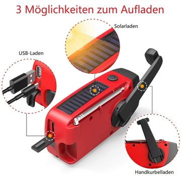 CALIYO Notfall-Solarradio, Solar Selbstbetriebenes Kurbelradio Radio (Laden Sie Ihr Telefon auf, Radio, anstrahlend, Solar, mit LED-Taschenlampe, Radio für Notladung von Smartphone)